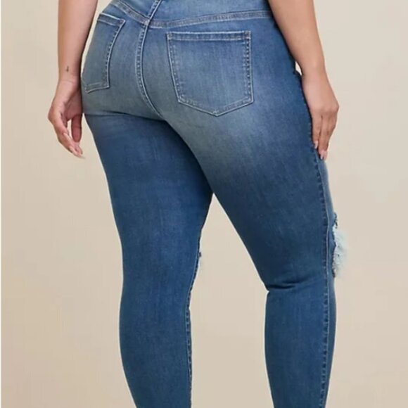 Torrid Deconstructed Jegging with Lace Underlay 22 RARE - Picture 2 of 12